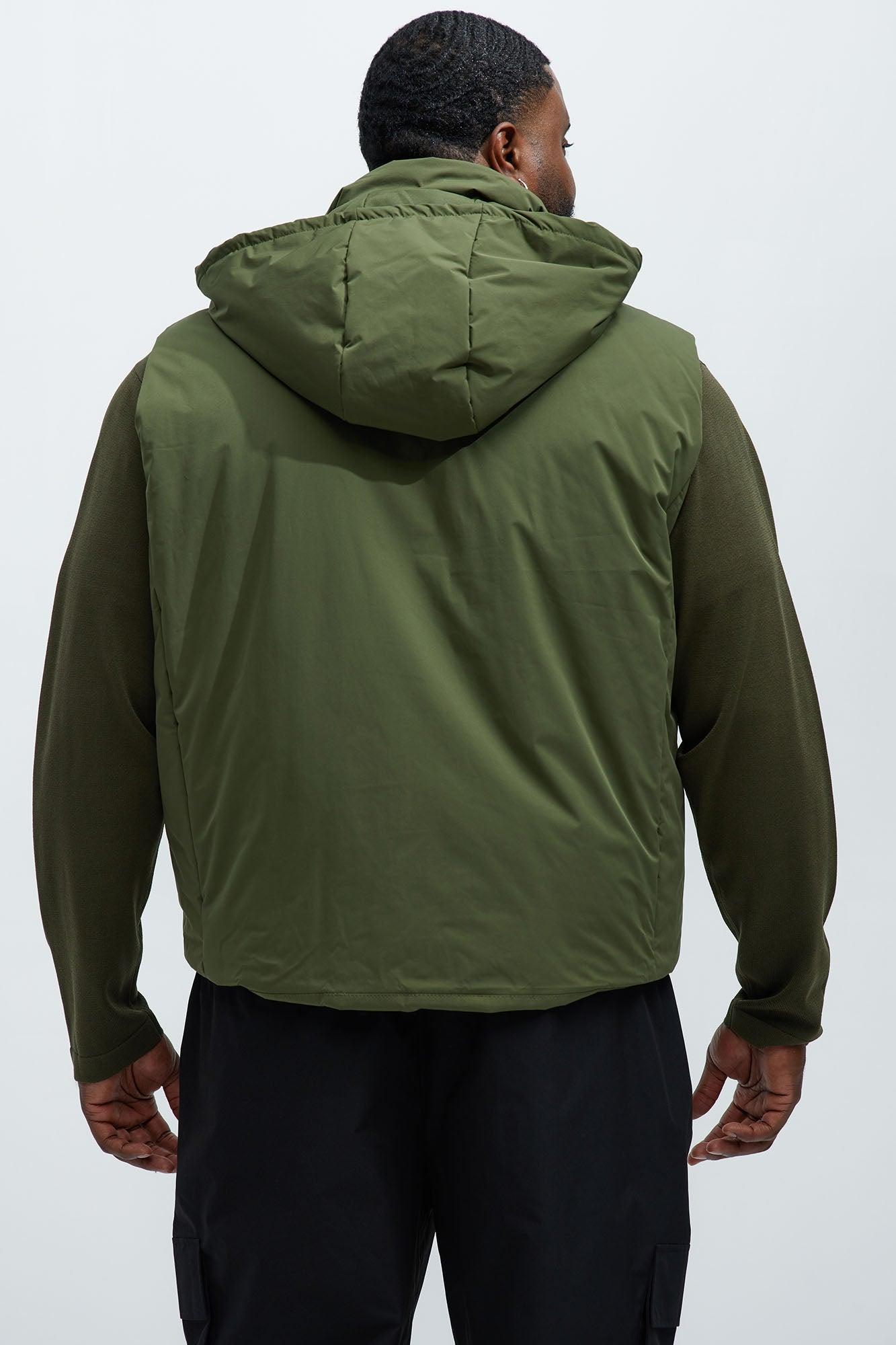 Bismarck Padded Vest With Hood - Olive Male Product Image