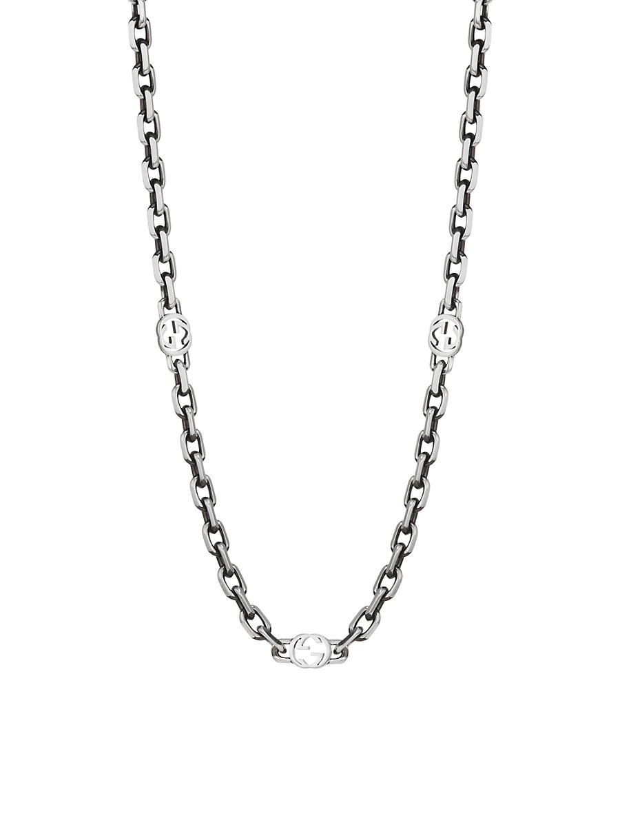 Mens Unisex Sterling Silver Interlocking G Necklace Product Image