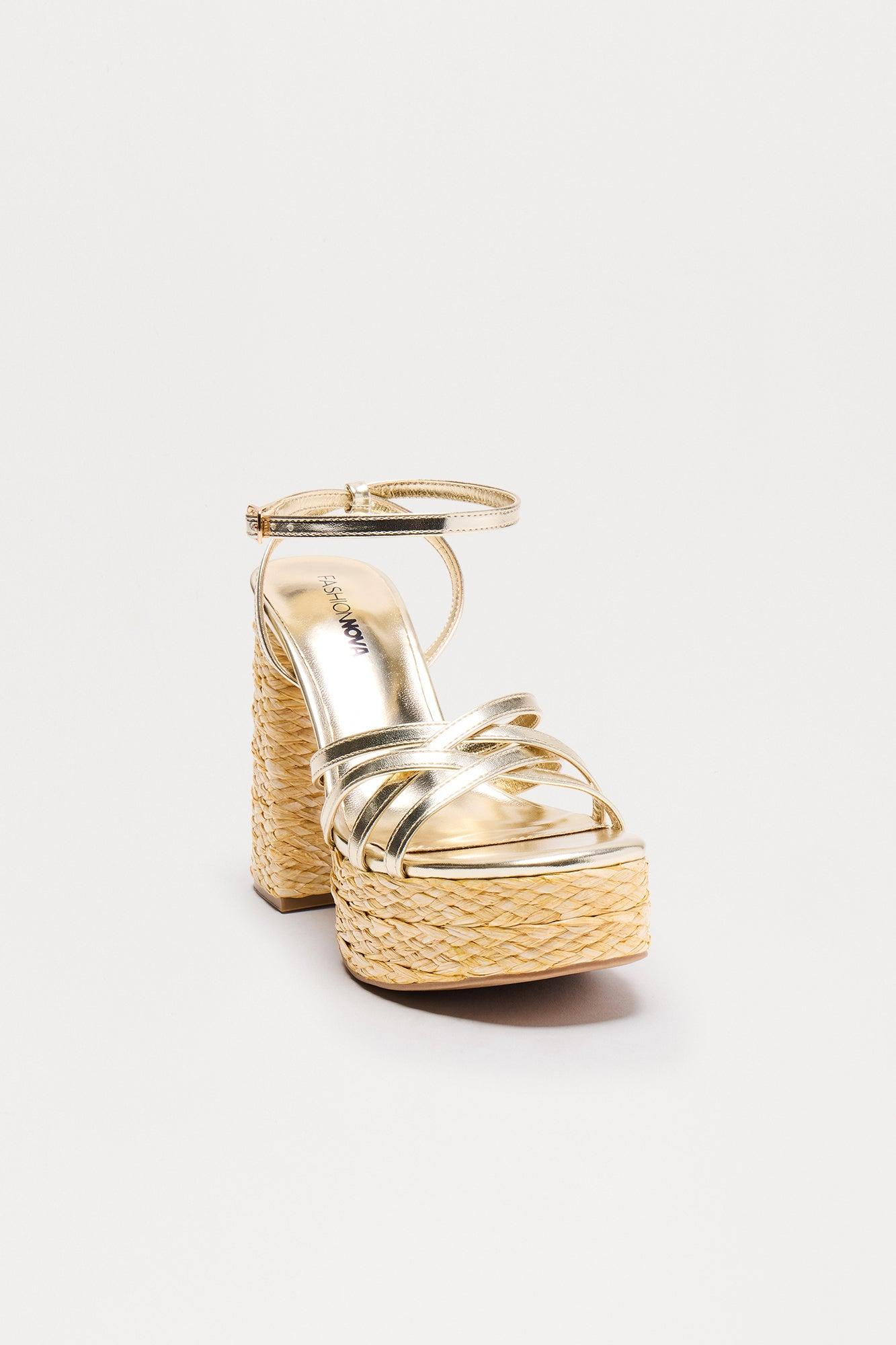 Leith Platform Heeled Sandals - Gold Product Image