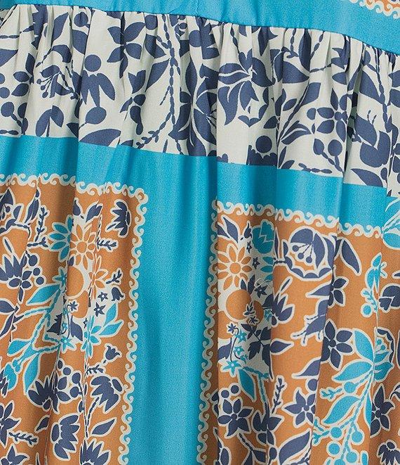 Current Air Printed Split Round Neck 3/4 Dolman Sleeve Empire Waist Midi Dress Product Image