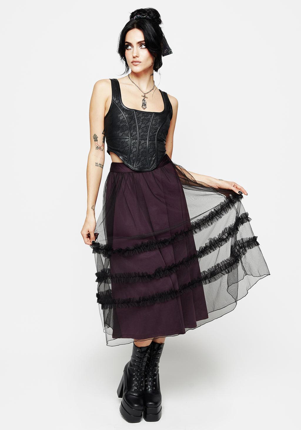 Wanderer Contrast Lining Tiered Midi Skirt Product Image
