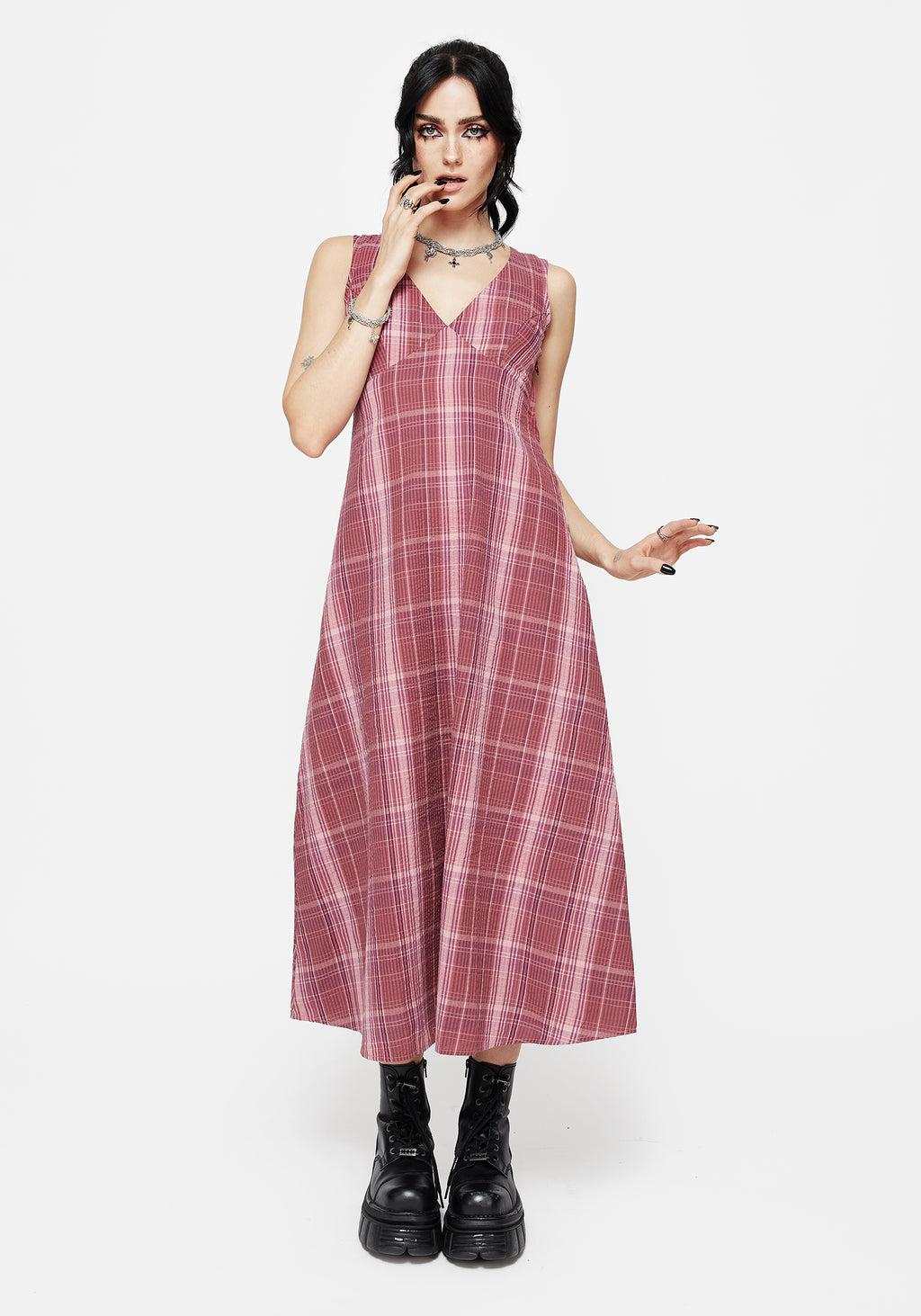 Zorina Cotton Check Midaxi Dress Product Image
