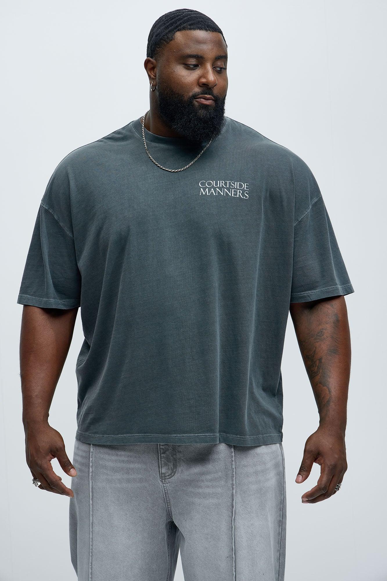 Courtside Manners Oversized Short Sleeve Tee - Grey Product Image