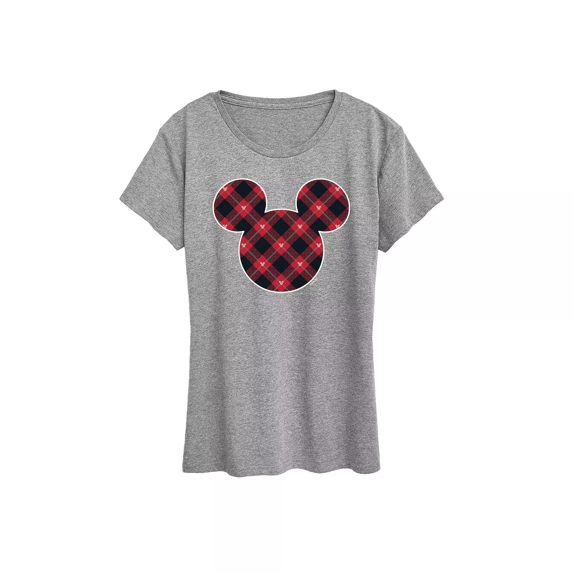 Disney's Mickey Mouse Women's Plaid Silhouette Graphic Tee, Girl's,  Product Image