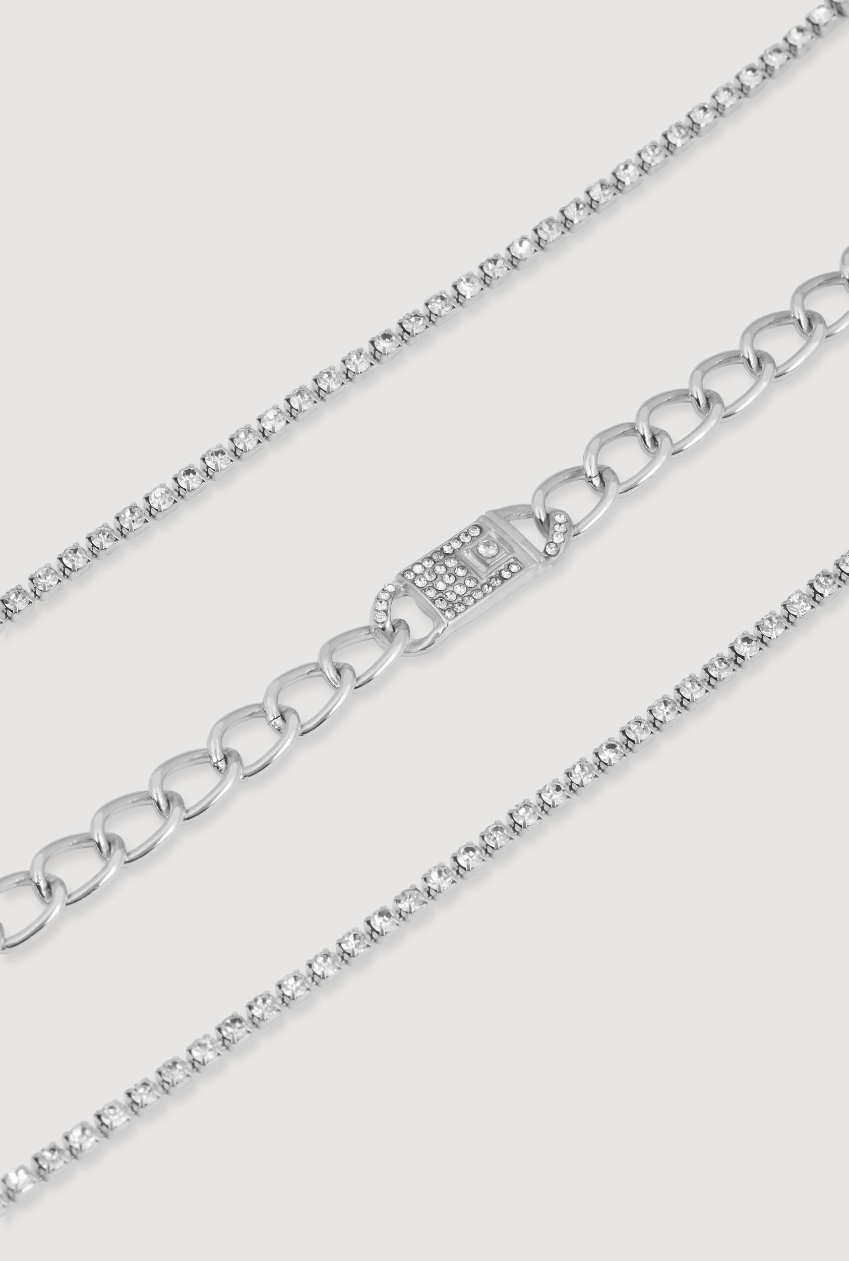 Faux Pearl Rhinestone Beaded Layered Necklace with Drop Earrings Unisex Product Image