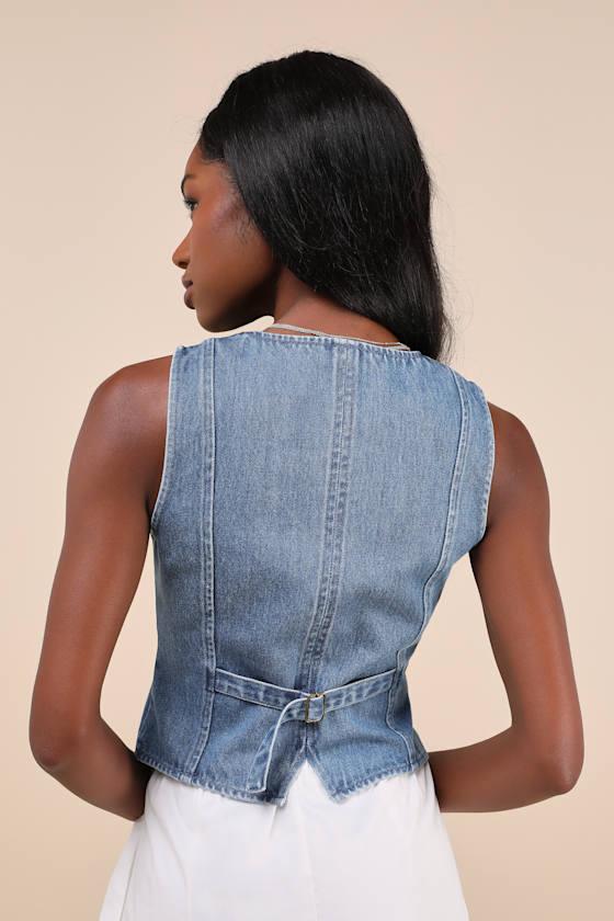 Coveted Appeal Medium Wash Denim Vest Product Image