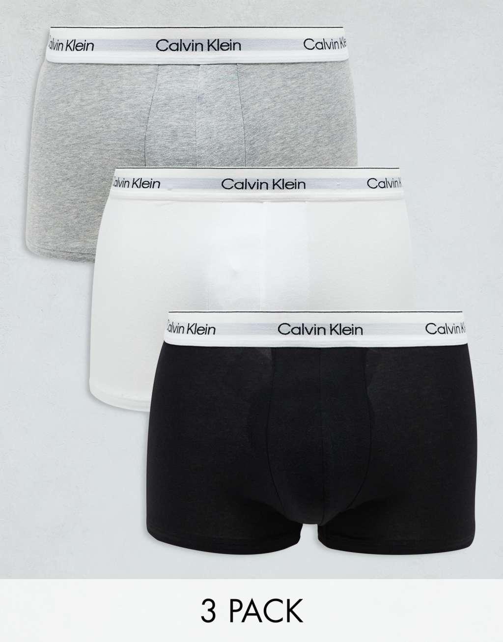 Calvin Klein Modern Cotton 3 pack trunk in black/gray/white Product Image
