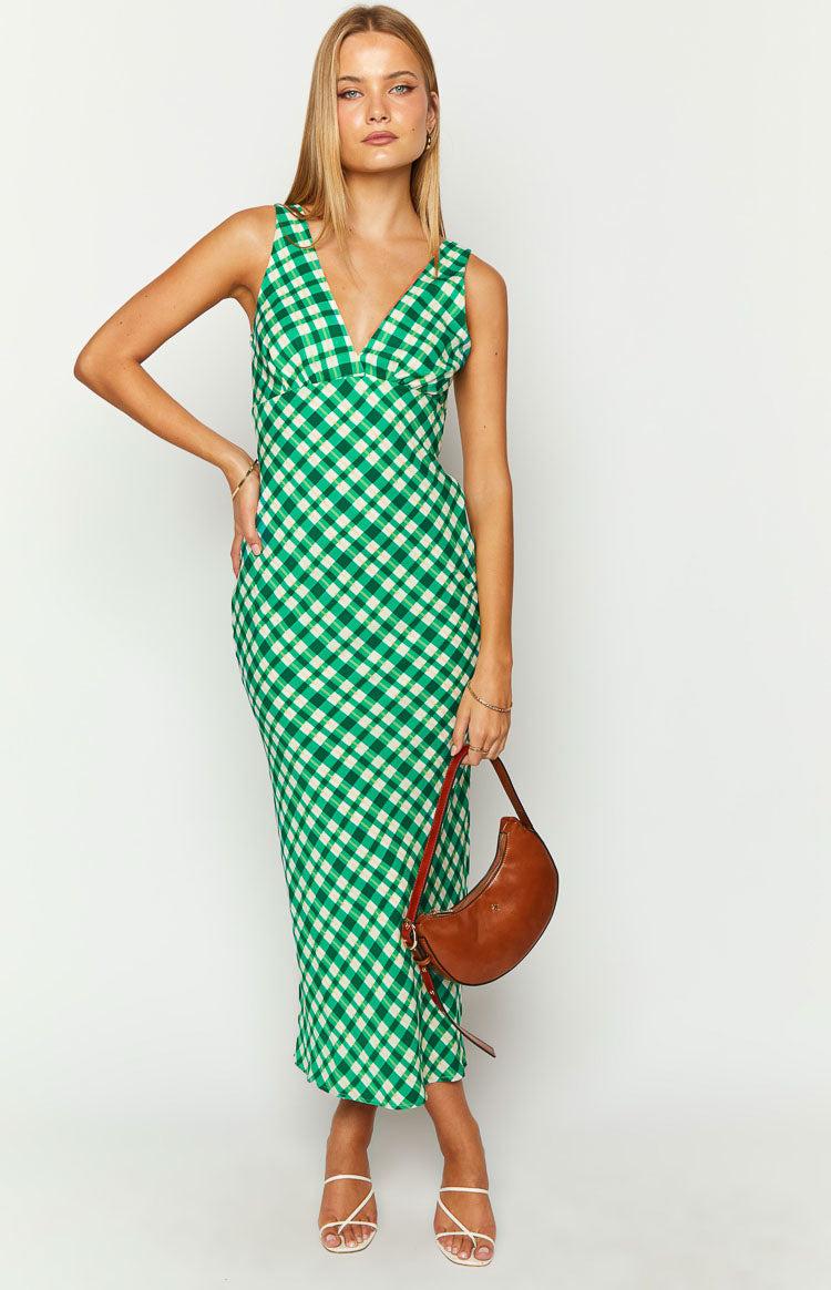 Verlaine Green Check Maxi Dress Product Image