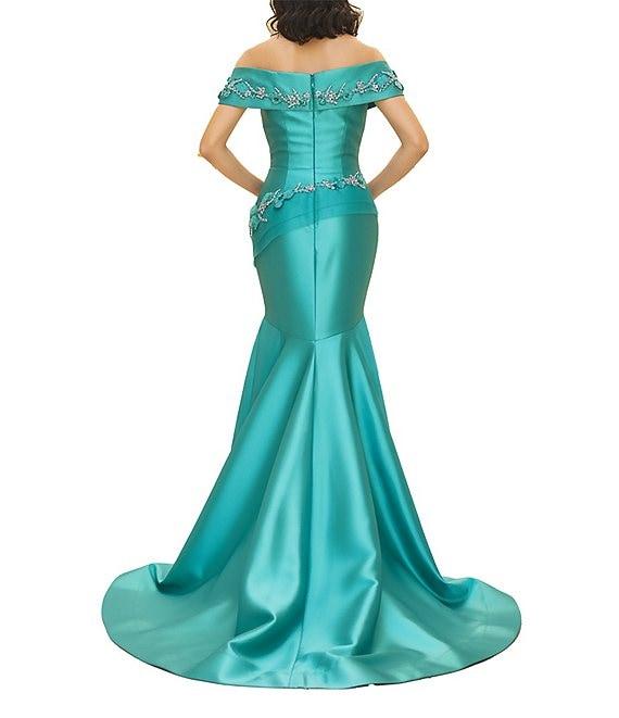 Terani Couture 3D Flower Beaded Off The Shoulder Dress Product Image