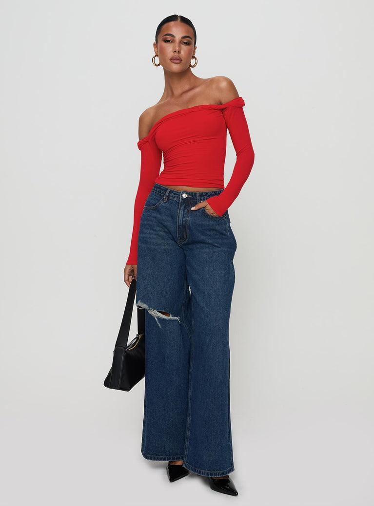Naylor Rip Wide Leg Jeans Dark Blue Wash Product Image