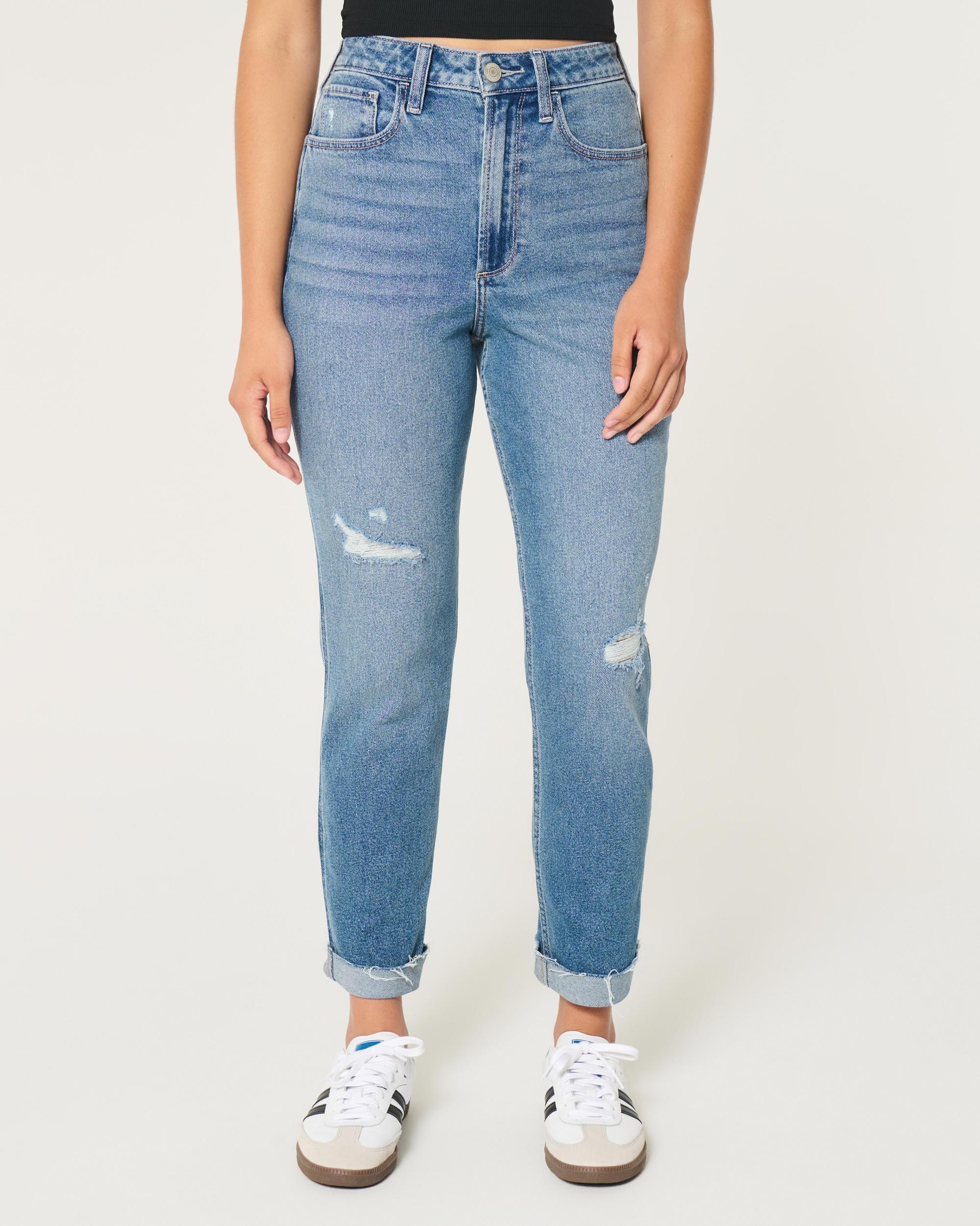 Curvy Ultra High-Rise Ripped Medium Wash Mom Jeans Product Image