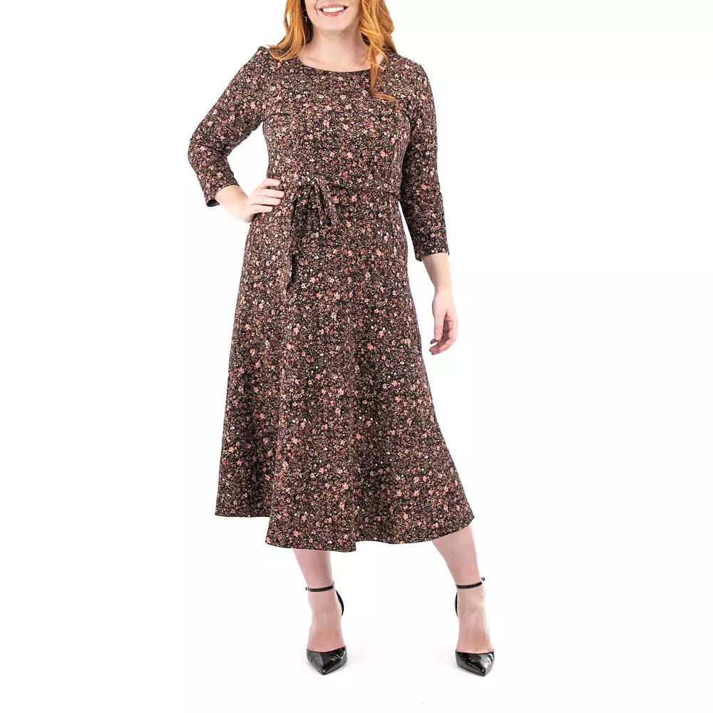 Women's Nina Leonard Sylvia Print Midi Dress,  Product Image
