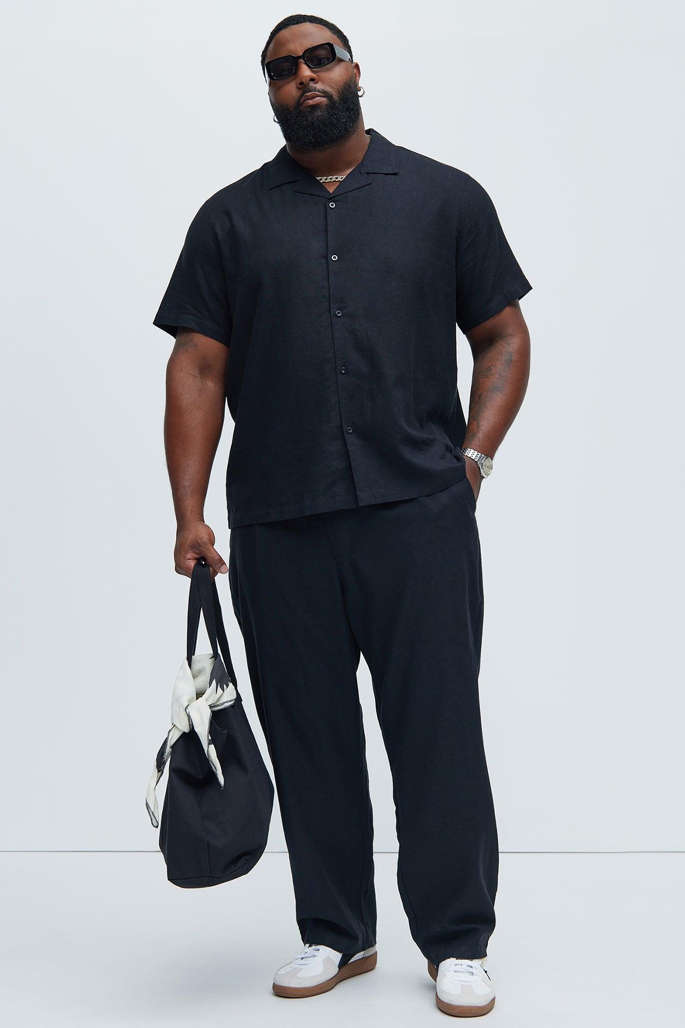 Bahamas Straight Linen Pants - Black Product Image