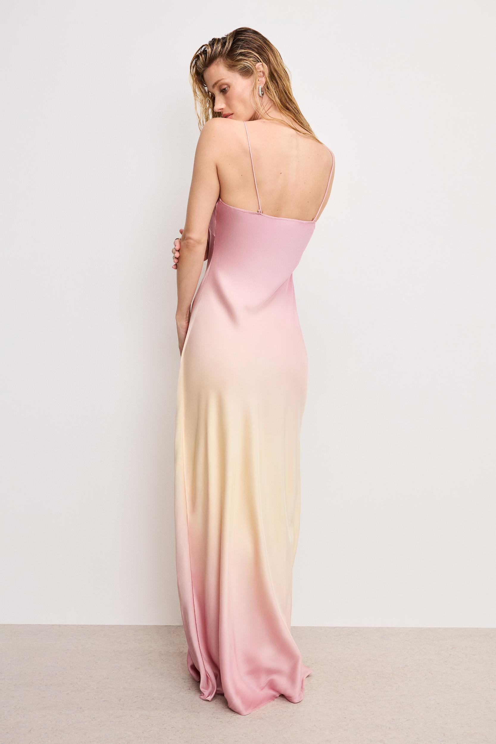 SATIN SLIP MAXI DRESS | SUNSET GRADIENT004 Product Image