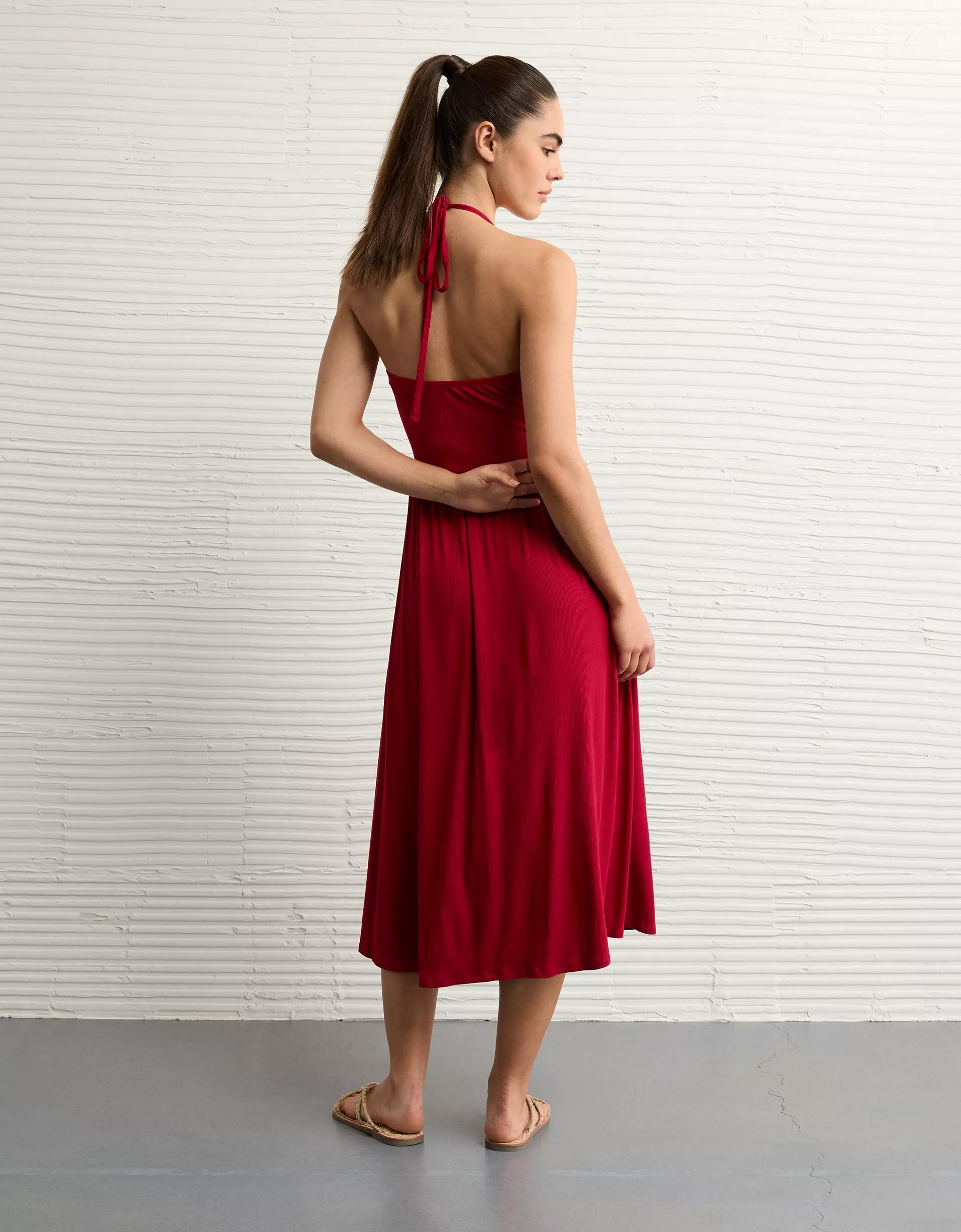 AE Soft & Sexy Keyhole Halter Midi Dress Product Image
