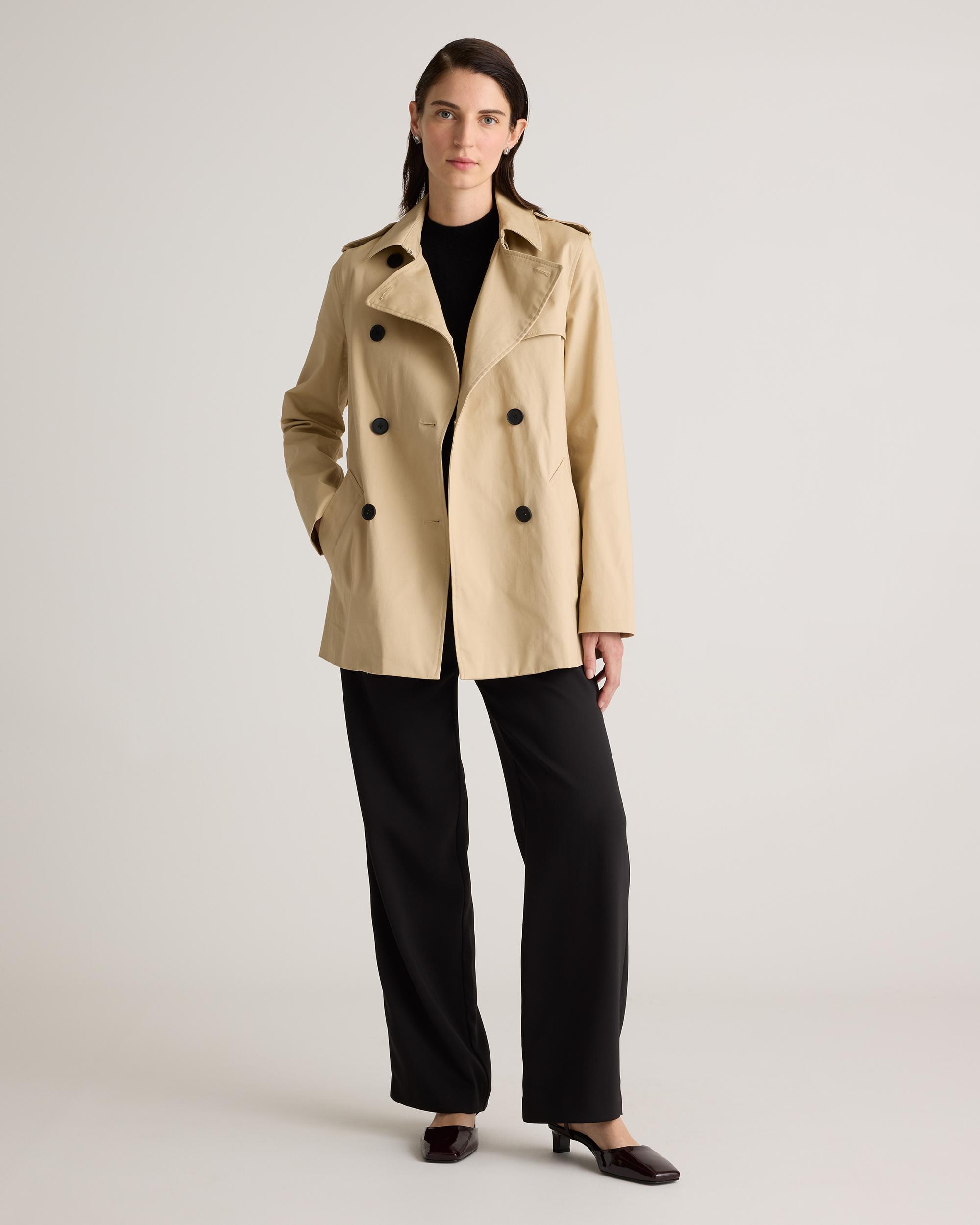 Quince | Women's Comfort Stretch Short Trench Coat Organic Cotton Product Image