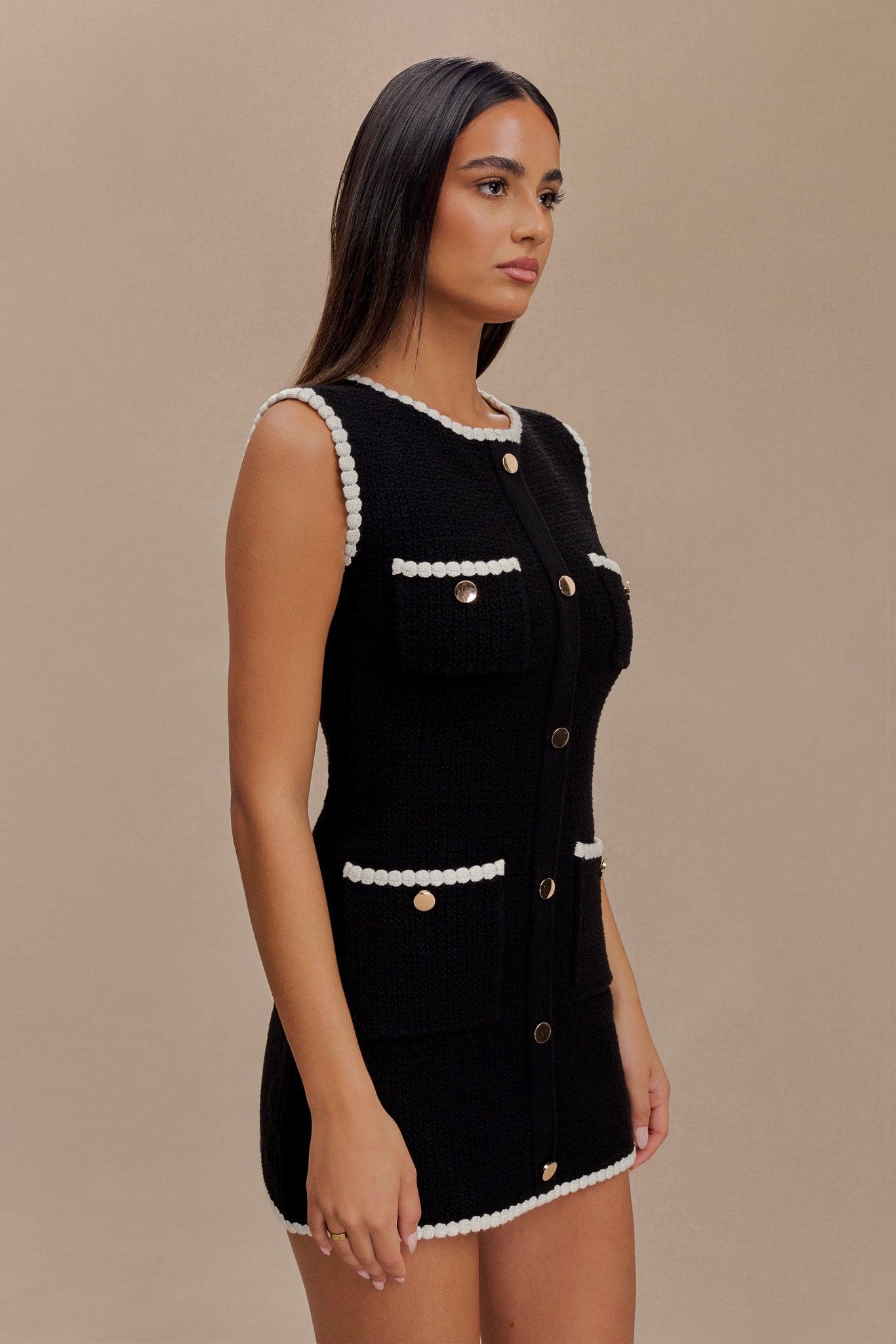 Mia Contrast Knit Mini Dress - Black/White Product Image