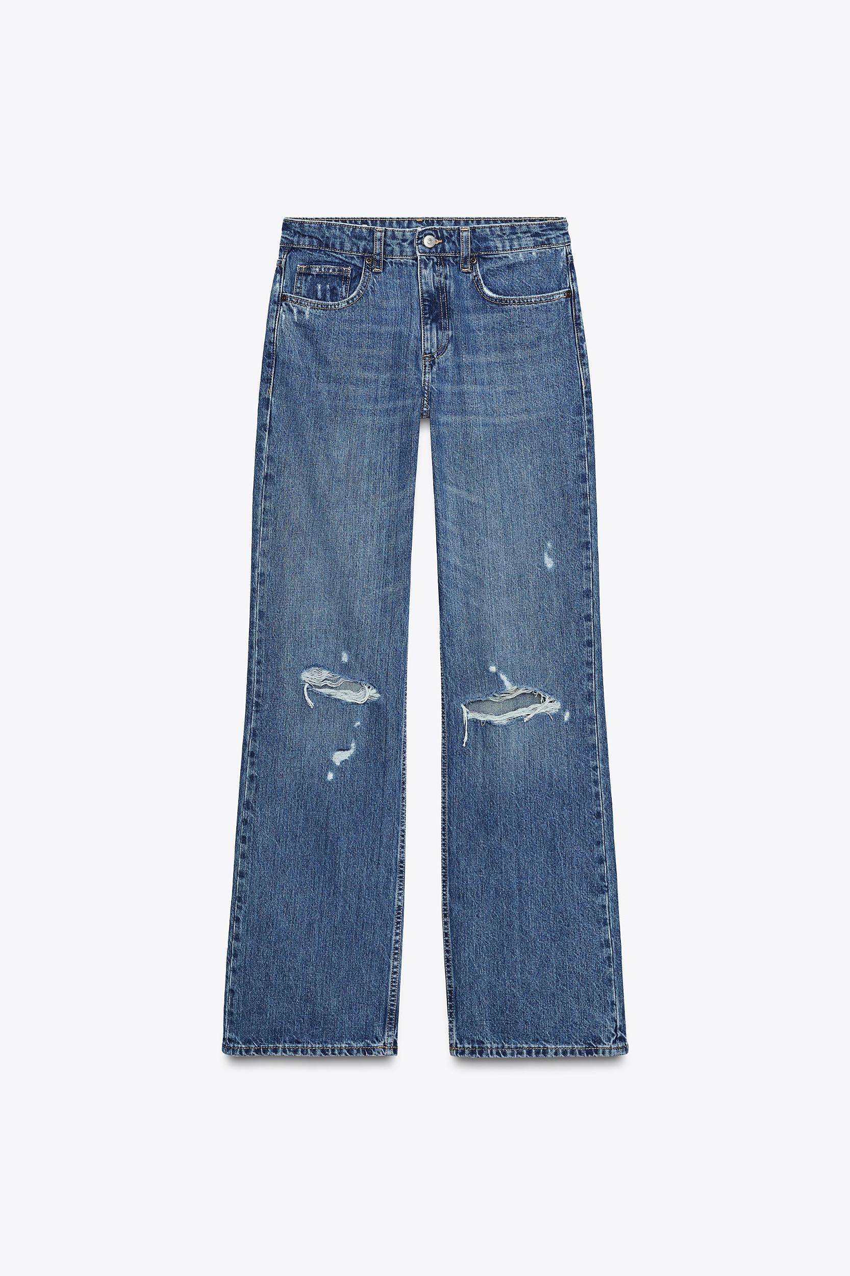TRF MID-RISE RIPPED WIDE LEG JEANS Product Image