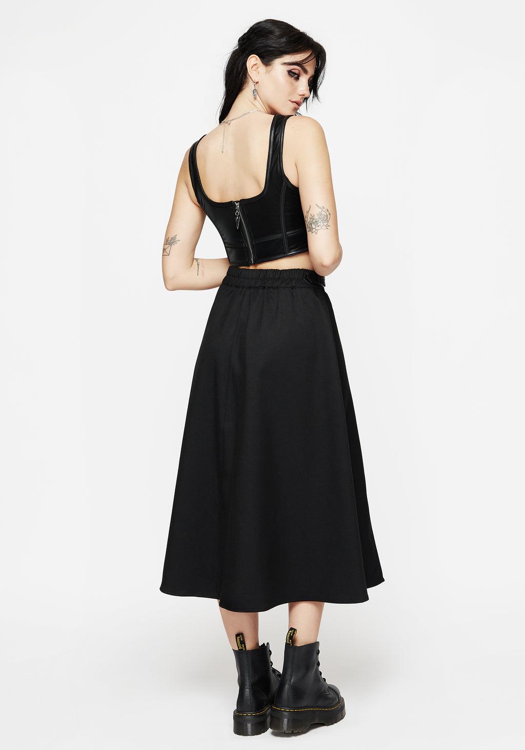 Nightingale Buckled Midi Skirt - Black Product Image
