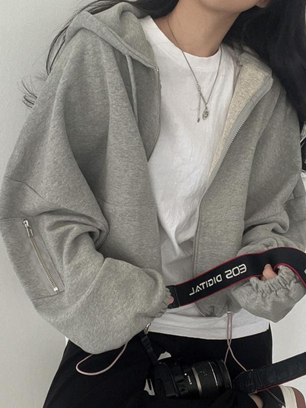Oversized Zip Up Gray Hoodie Product Image