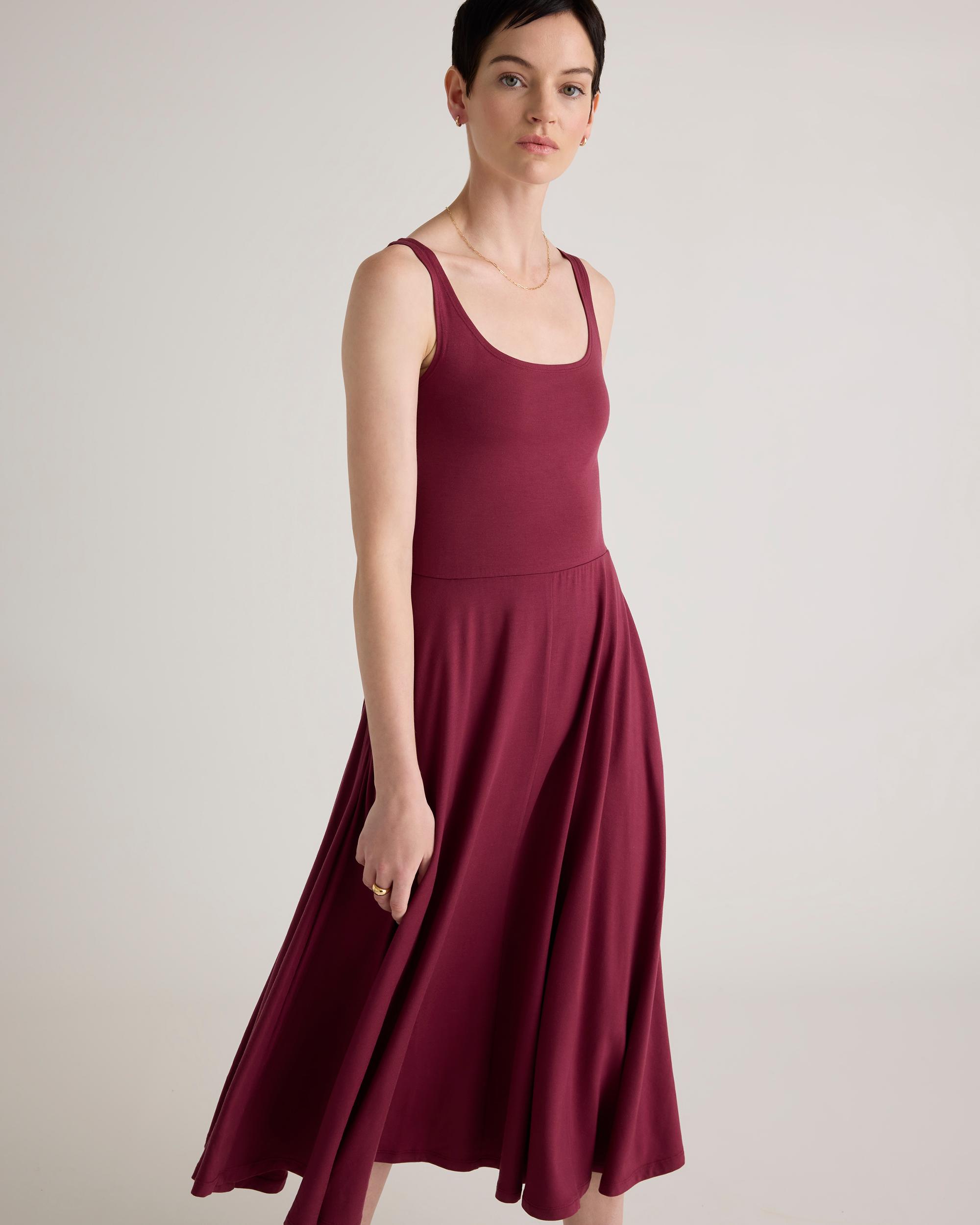 Quince | Women's Tencel Jersey Fit & Flare Dress Size XS Product Image