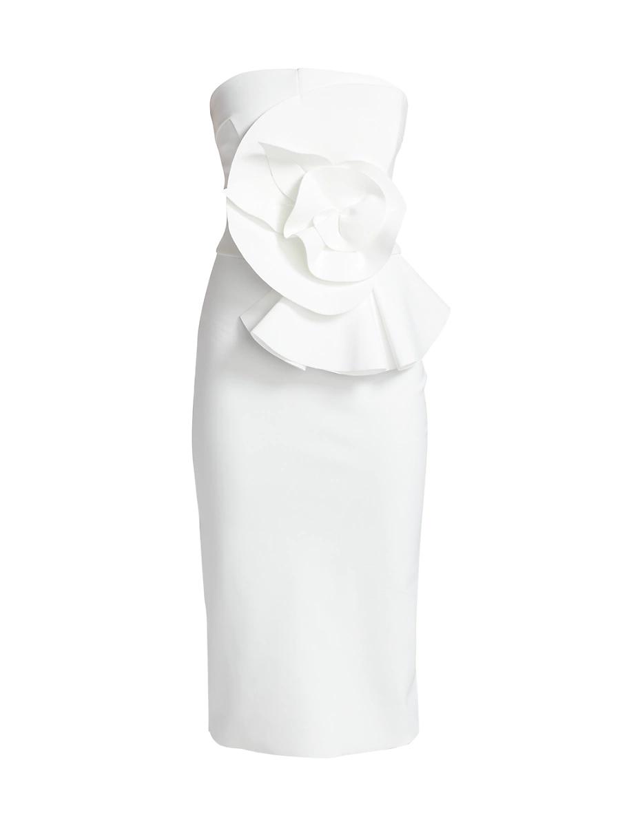 Womens Hebe Strapless Ruffle Sheath Dress Product Image