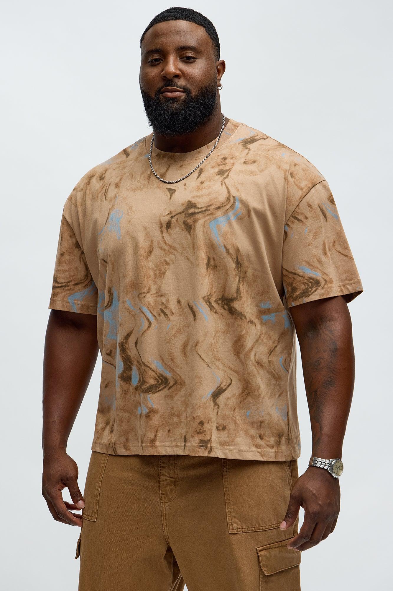 Marble Print Relaxed Tee - Taupe Male Product Image