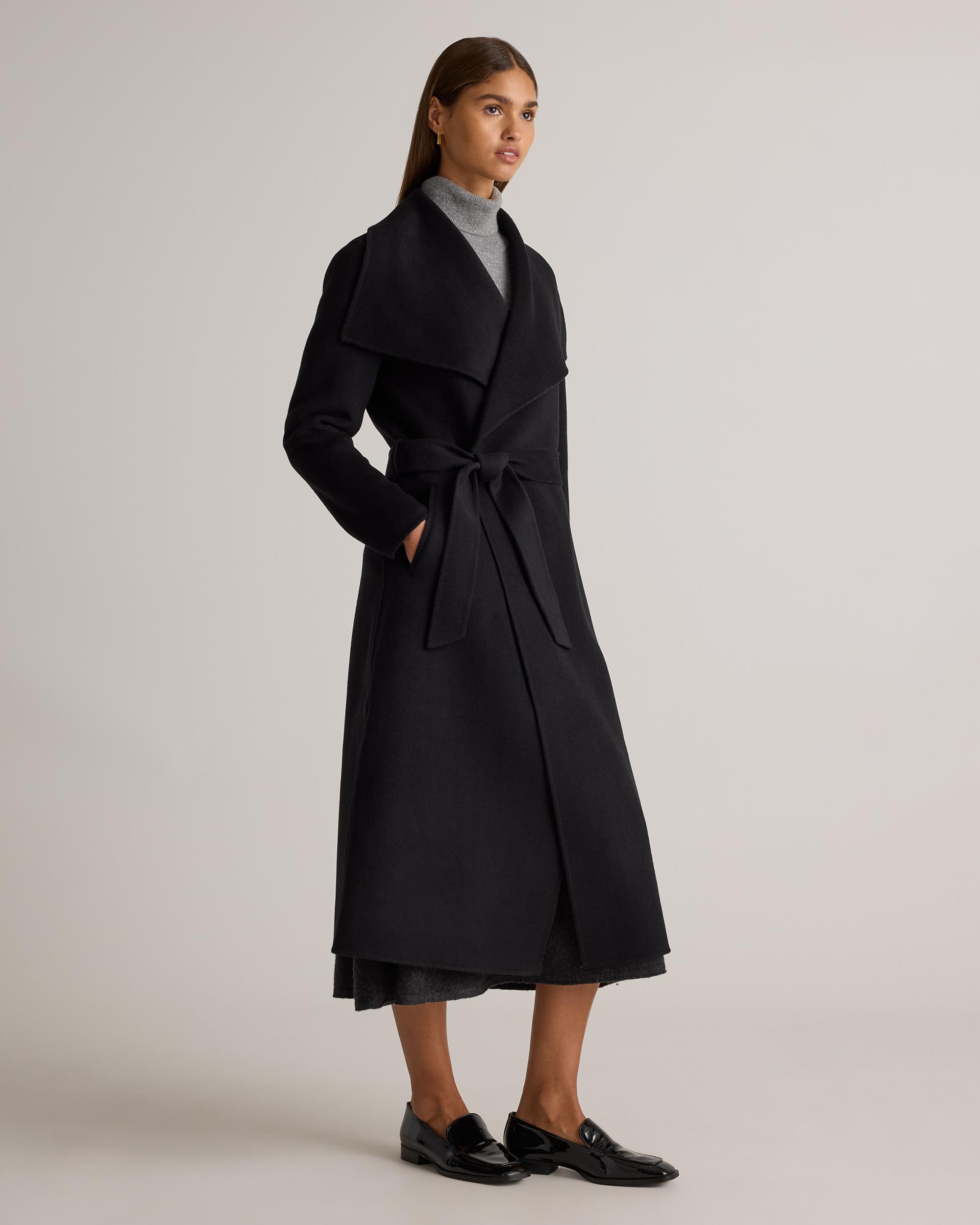 Quince | Women's Double-Faced Merino Wool Draped Collar Wrap Coat Size XL, Wool/Nylon Product Image