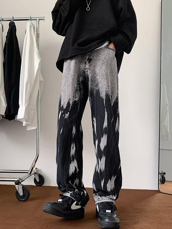 Men's Irregular Wash Loose Jeans Product Image