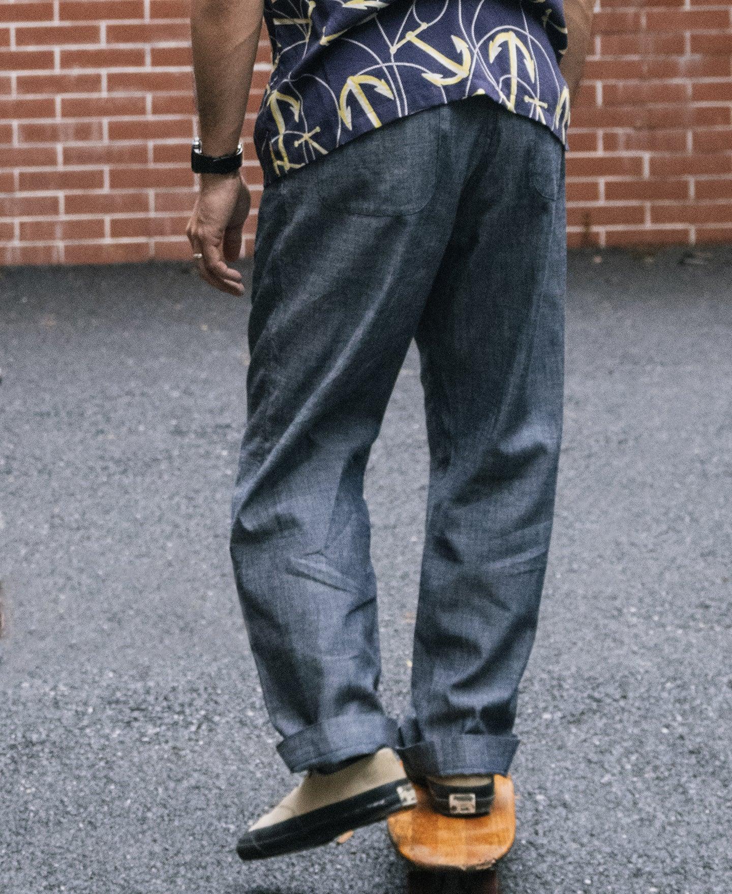 1930s Double-Pleated Chambray Pants Product Image