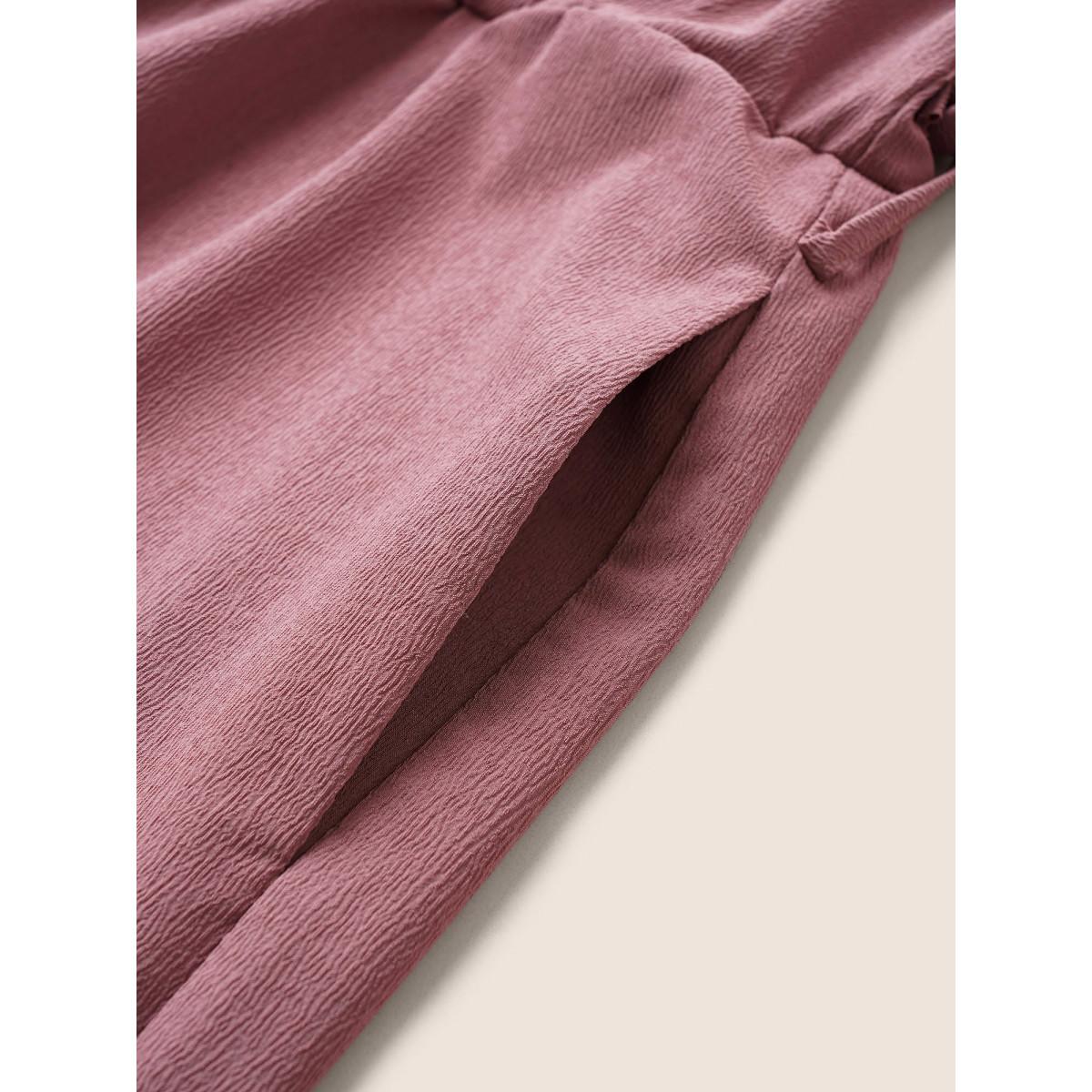 Plus Size Russet Plain Flutter Trim Cap Sleeve Belted Jumpsuit Women Elegant Cap Sleeve Overlap Collar Everyday Loose Jumpsuits BloomChic 10/M Product Image