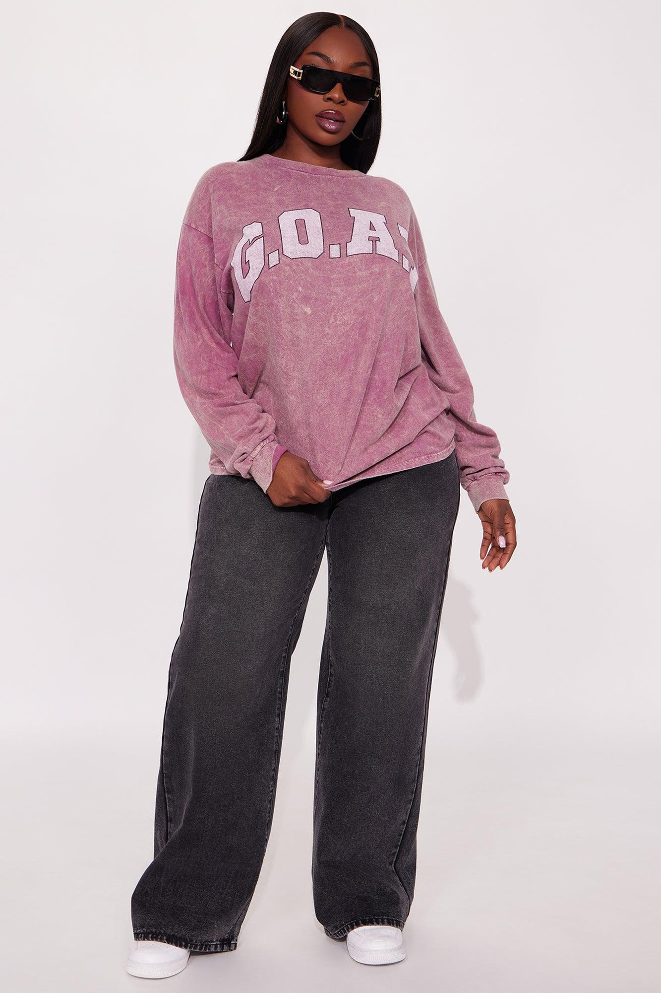 G.O.A.T Washed Long Sleeve Tee - Burgundy Female Product Image