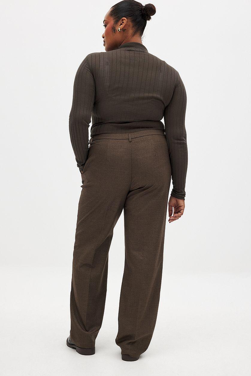 Tailored Mid Waist Trousers Grey Product Image