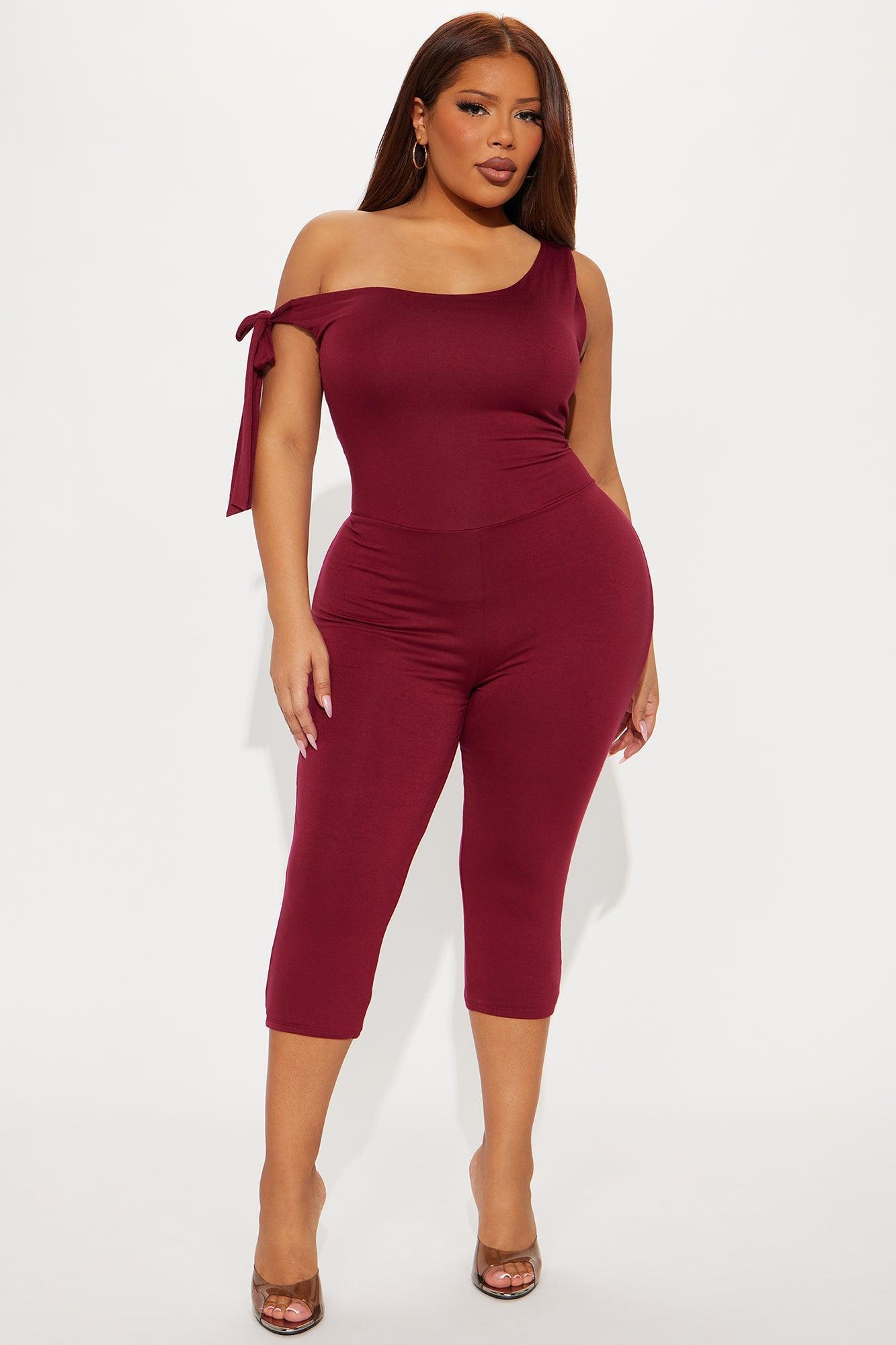 Sweet Like Candy Capri Jumpsuit - Burgundy Product Image