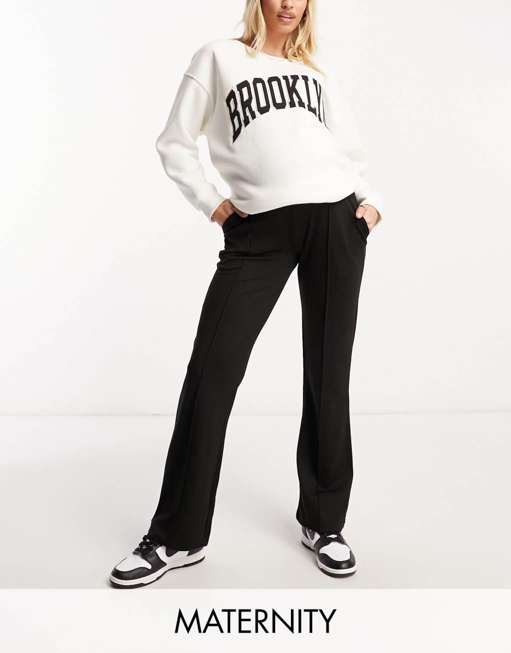 Mamalicious Maternity over the bump wide leg pants with pin tucks Product Image