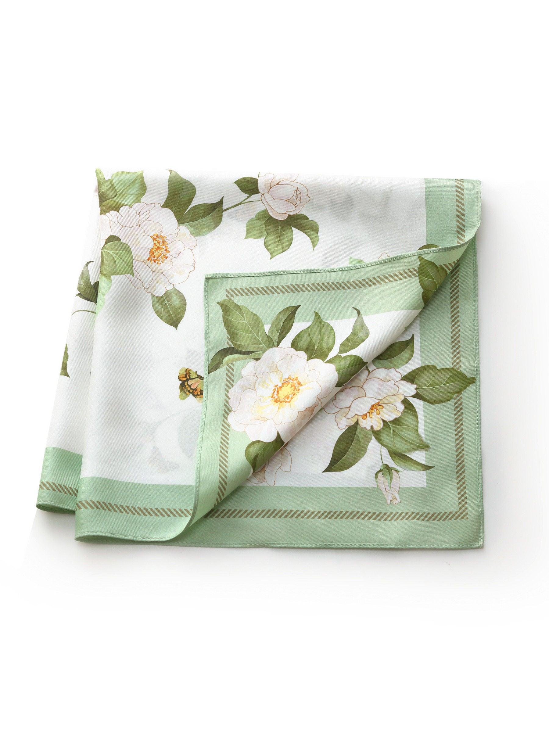 100% Mulberry Silk Rose Print Women Scarf Product Image