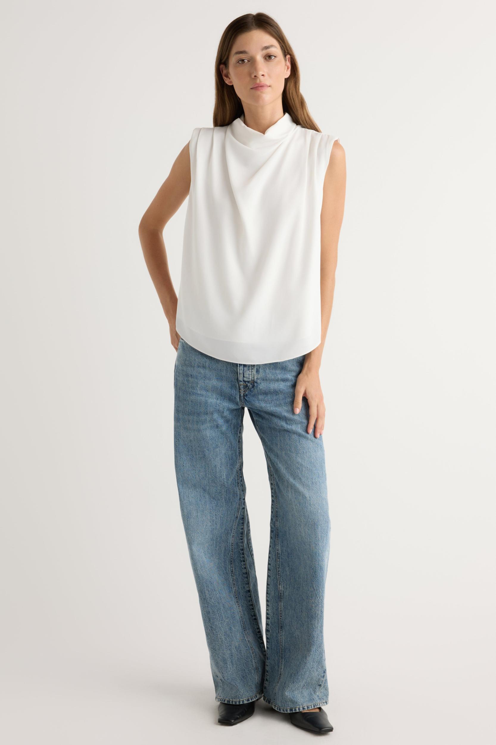 Allegra Gathered-Neck Sleeveless Blouse Product Image