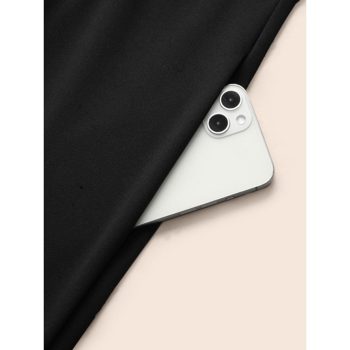 Plus Size Black Stretch Fabric Ghostly Cape With Jumpsuit Women Cocktail Sleeveless Shirt collar Party Loose Jumpsuits BloomChic 14-16/1X Product Image