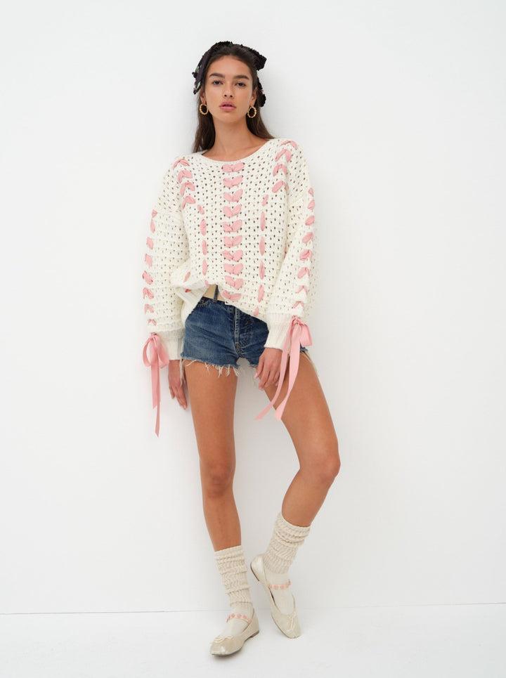 Laurel Oversized Sweater — White Product Image