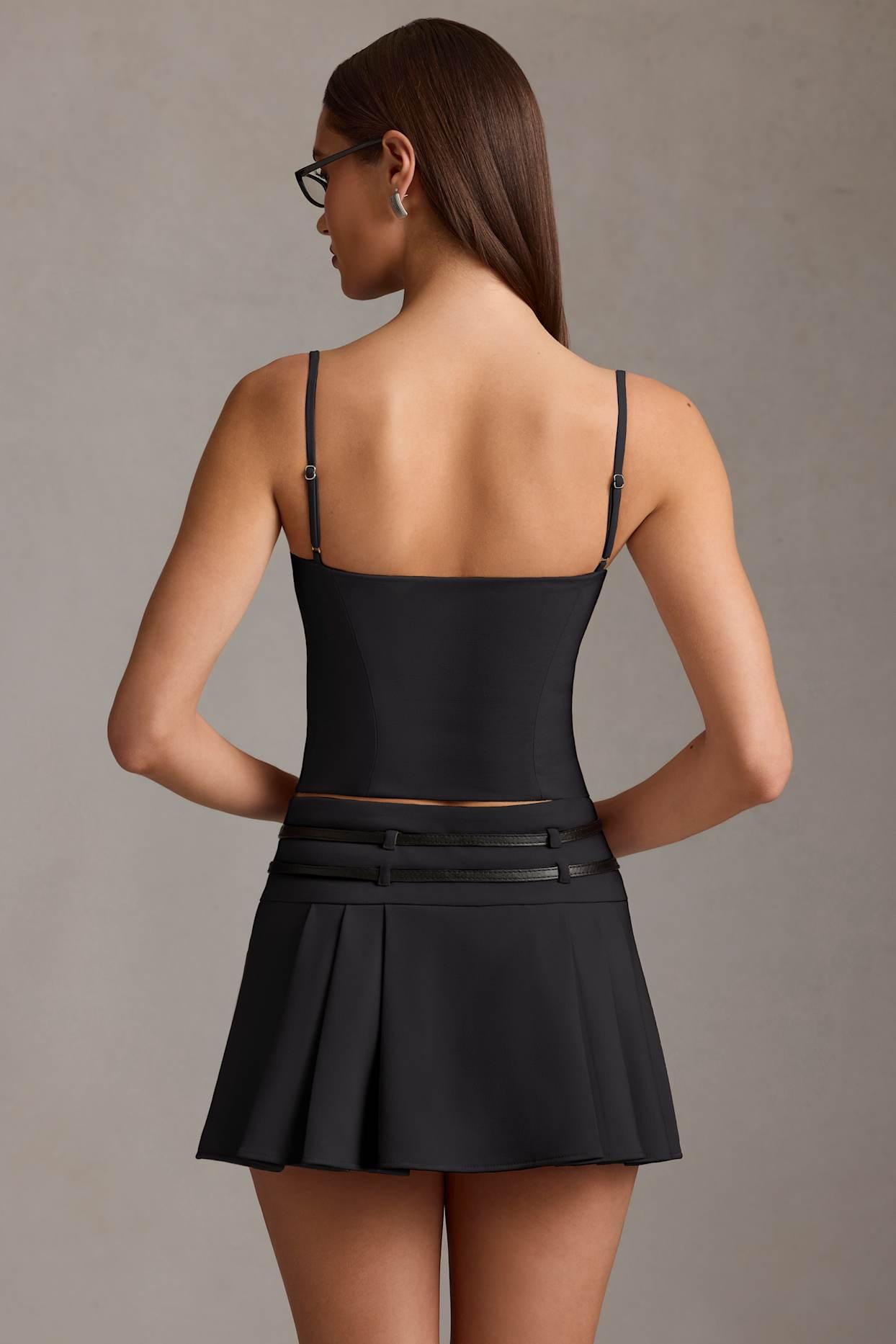 Cut-Top Camisole Top in Black Product Image