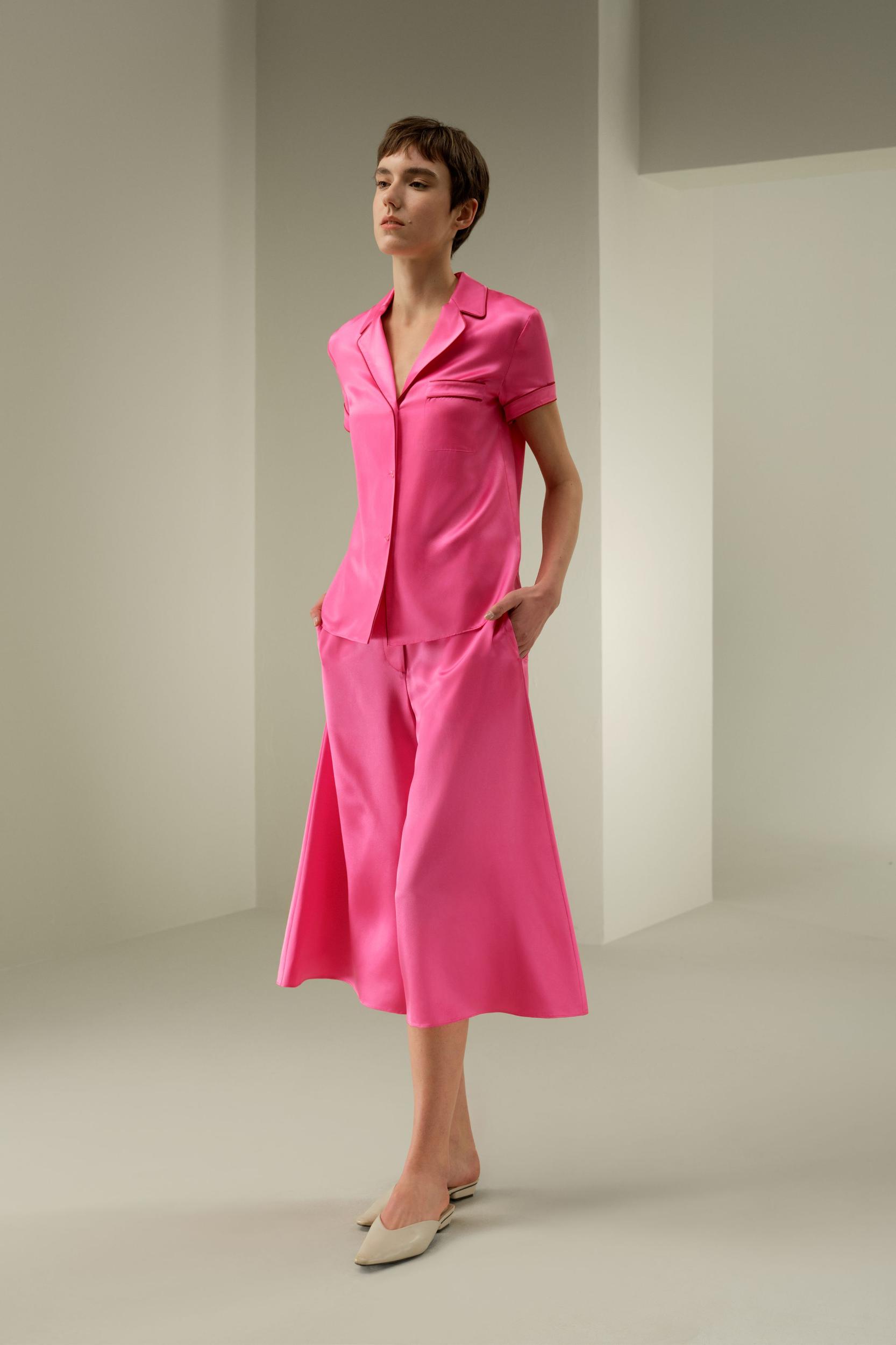 LSxES Contrast-Trimmed Silk Shirt Product Image