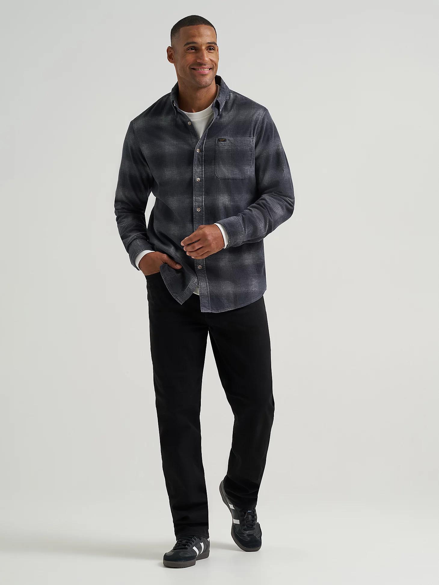 Men's Frosted Corduroy Plaid Button Down Shirt | Men's Tops & Tees | Lee® Product Image