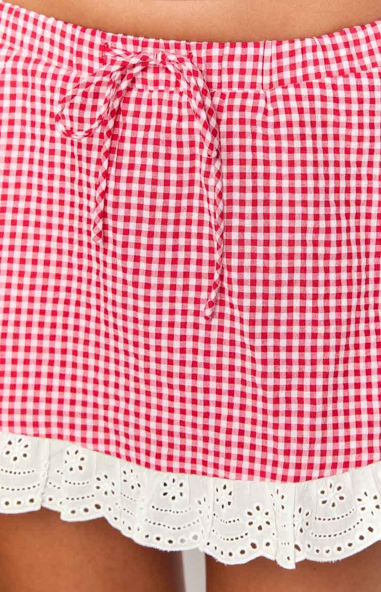 Ottilie Red Gingham Mini Skirt Product Image