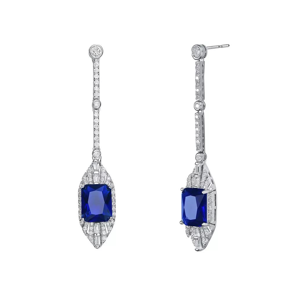 Sterling Silver Blue & White Cubic Zirconia Drop Earrings, Women's Product Image