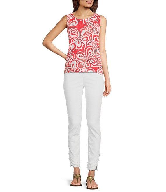 Charlie B. Linen Blend Floral Print Crew Neck Sleeveless Top Product Image