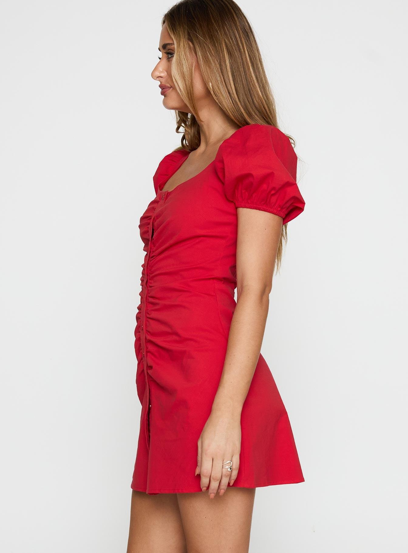 Back To Paris Ruched Mini Dress Red Product Image