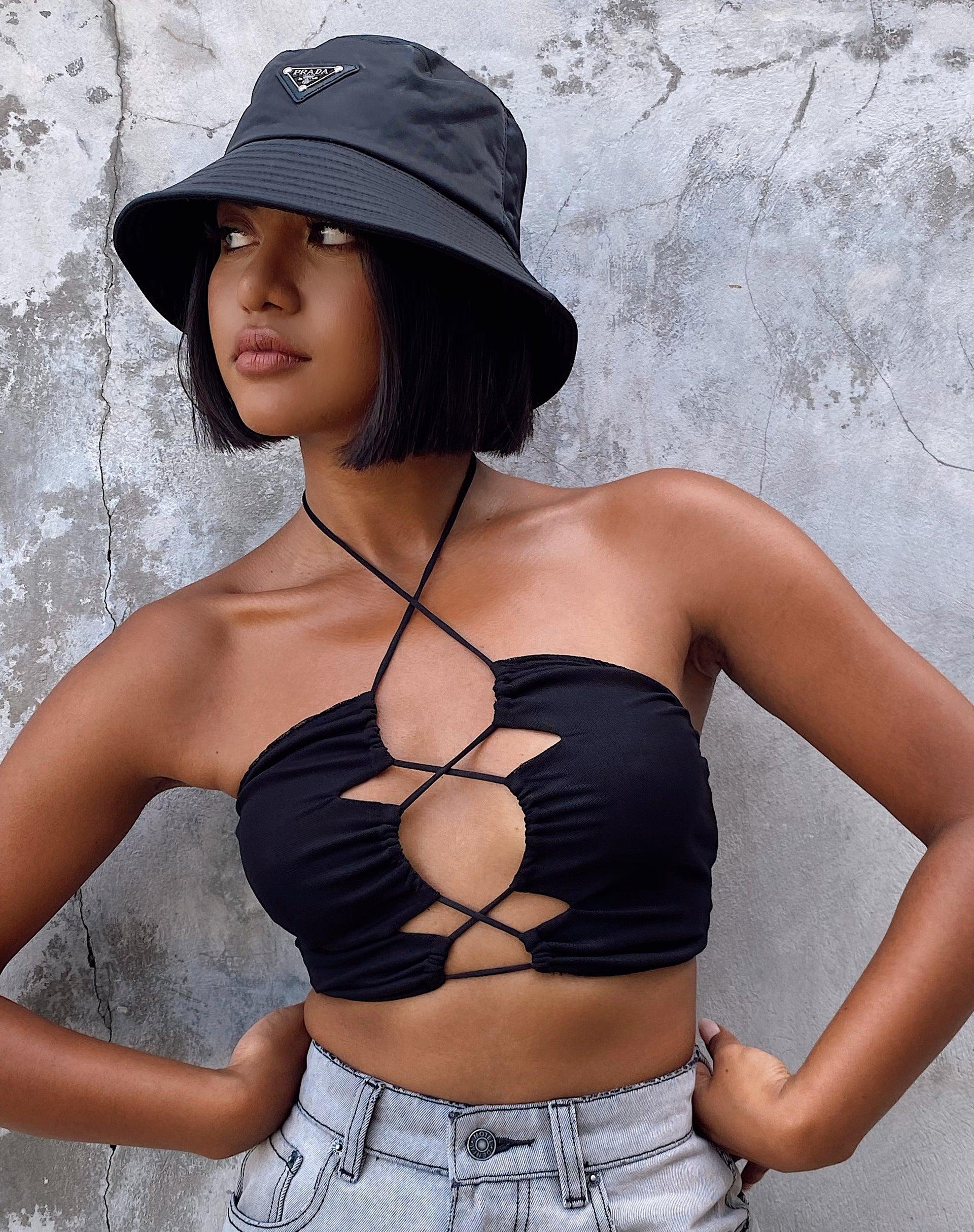 Taka Crop Top in Mesh Black Product Image