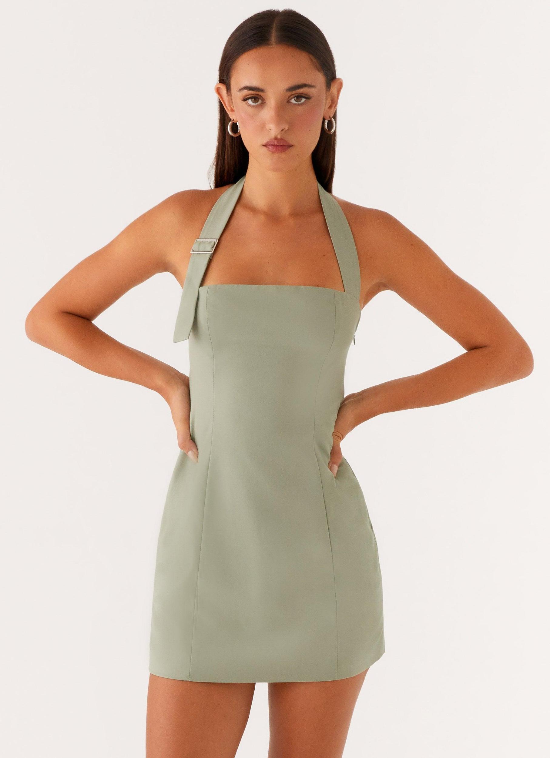Bianca Halter Dress - Sage Product Image
