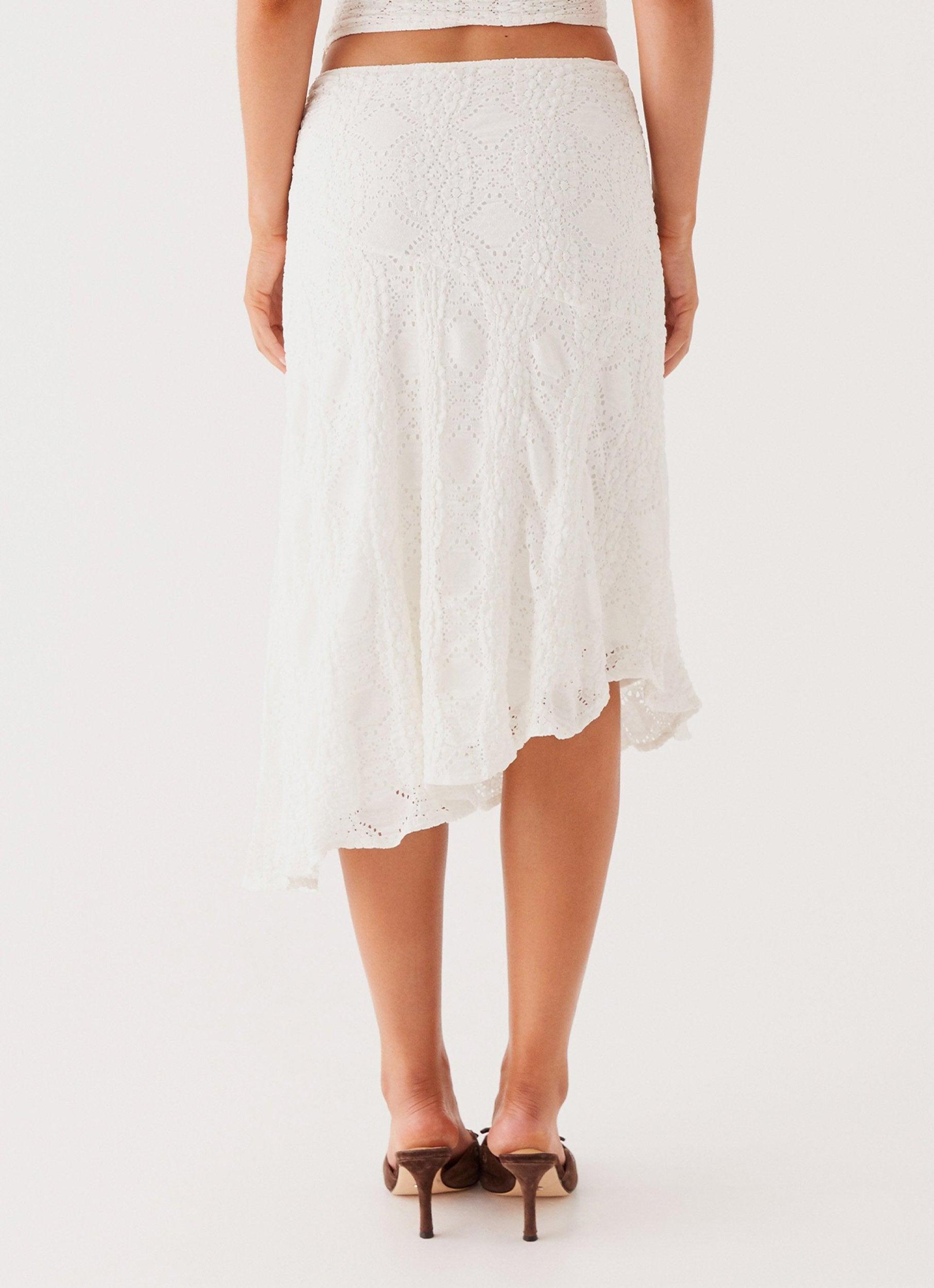 Diamond Sky Midi Skirt - White Product Image