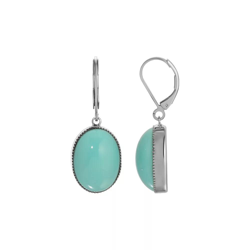 1928 Silver Tone Simulated Turquoise Drop Earrings, Women's Product Image